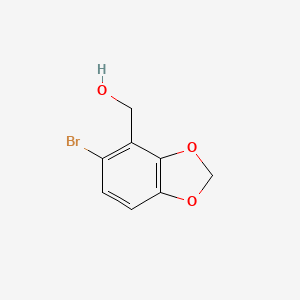 (5-Bromobenzo[d][1,3]dioxol-4-yl)methanol chemical structure (CAS 669051-19-8)
