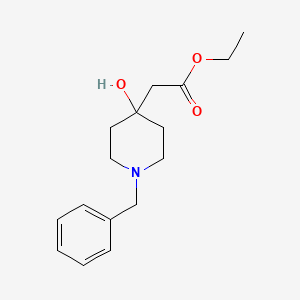 Ethyl 2-(1-benzyl-4-hydroxypiperidin-4-yl)acetate chemical structure (CAS 67281-07-6)