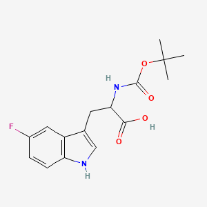 2-((tert-Butoxycarbonyl)amino)-3-(5-fluoro-1H-indol-3-yl)propanoic acid chemical structure (CAS 67337-05-7)