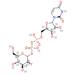 Uridine 5'-(trihydrogen diphosphate) P'-(2-deoxy-2-fluoro-α-D-glucopyranosyl) ester chemical structure (CAS 67341-43-9)