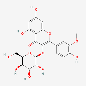 5,7-Dihydroxy-2-(4-hydroxy-3-methoxyphenyl)-3-(((2S,3R,4S,5R,6R)-3,4,5-trihydroxy-6-(hydroxymethyl)tetrahydro-2H-pyran-2-yl)oxy)-4H-chromen-4-one chemical structure (CAS 6743-92-6)