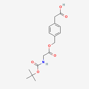 2-(4-((2-((tert-Butoxycarbonyl)amino)acetoxy)methyl)phenyl)acetic acid chemical structure (CAS 67521-49-7)