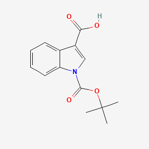1-(tert-Butoxycarbonyl)-1H-indole-3-carboxylic acid chemical structure (CAS 675606-20-9)