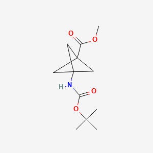 Methyl 3-((tert-butoxycarbonyl)amino)bicyclo[1.1.1]pentane-1-carboxylate chemical structure (CAS 676371-64-5)