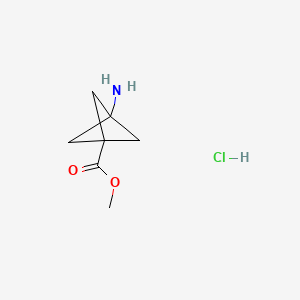 Methyl 3-aminobicyclo[1.1.1]pentane-1-carboxylate hydrochloride chemical structure (CAS 676371-65-6)