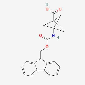 3-((((9H-Fluoren-9-yl)methoxy)carbonyl)amino)bicyclo[1.1.1]pentane-1-carboxylic acid chemical structure (CAS 676371-66-7)