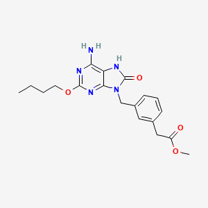 Methyl 2-(3-((6-amino-2-butoxy-8-oxo-7,8-dihydro-9H-purin-9-yl)methyl)phenyl)acetate chemical structure (CAS 677773-91-0)