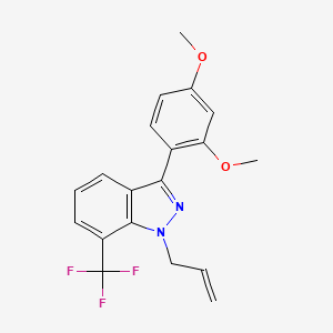 1-Allyl-3-(2,4-dimethoxyphenyl)-7-(trifluoromethyl)-1H-indazole chemical structure (CAS 680611-86-3)