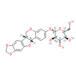 (2S,3R,4S,5S,6R)-2-(((6aR,12aR)-6a,12a-Dihydro-6H-[1,3]dioxolo[4',5':5,6]benzofuro[3,2-c]chromen-3-yl)oxy)-6-(hydroxymethyl)tetrahydro-2H-pyran-3,4,5-triol chemical structure (CAS 6807-83-6)