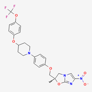 (R)-2-Methyl-6-nitro-2-((4-(4-(4-(trifluoromethoxy)phenoxy)piperidin-1-yl)phenoxy)methyl)-2,3-dihydroimidazo[2,1-b]oxazole chemical structure (CAS 681492-22-8)