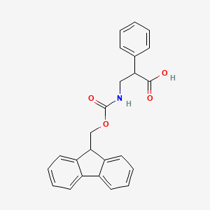 3-((((9H-Fluoren-9-yl)methoxy)carbonyl)amino)-2-phenylpropanoic acid chemical structure (CAS 683217-60-9)