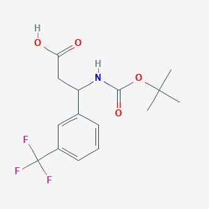 3-((tert-Butoxycarbonyl)amino)-3-(3-(trifluoromethyl)phenyl)propanoic acid chemical structure (CAS 683219-25-2)