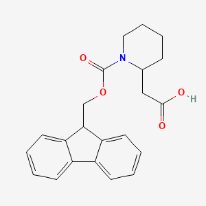 2-(1-(((9H-Fluoren-9-yl)methoxy)carbonyl)piperidin-2-yl)acetic acid chemical structure (CAS 683220-37-3)