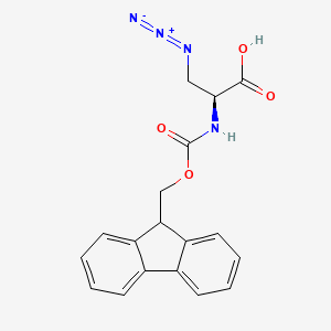 (S)-2-((((9H-Fluoren-9-yl)methoxy)carbonyl)amino)-3-azidopropanoic acid chemical structure (CAS 684270-46-0)