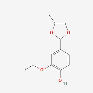 2-Ethoxy-4-(4-methyl-1,3-dioxolan-2-yl)phenol chemical structure (CAS 68527-76-4)