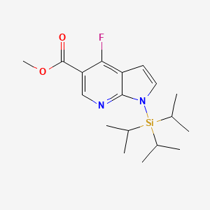 Methyl 4-fluoro-1-(triisopropylsilyl)-1H-pyrrolo[2,3-b]pyridine-5-carboxylate chemical structure (CAS 685513-92-2)