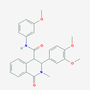 3-(3,4-Dimethoxyphenyl)-N-(3-methoxyphenyl)-2-methyl-1-oxo-1,2,3,4-tetrahydroisoquinoline-4-carboxamide chemical structure (CAS 685844-21-7)