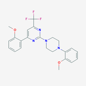 4-(2-Methoxyphenyl)-2-(4-(2-methoxyphenyl)piperazin-1-yl)-6-(trifluoromethyl)pyrimidine chemical structure (CAS 686725-20-2)