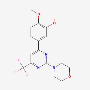4-(4-(3,4-Dimethoxyphenyl)-6-(trifluoromethyl)pyrimidin-2-yl)morpholine chemical structure (CAS 686725-39-3)