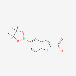 Methyl 5-(4,4,5,5-tetramethyl-1,3,2-dioxaborolan-2-yl)benzo[b]thiophene-2-carboxylate chemical structure (CAS 690632-26-9)
