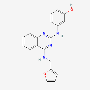 3-((4-((Furan-2-ylmethyl)amino)quinazolin-2-yl)amino)phenol chemical structure (CAS 690697-43-9)