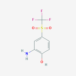2-Amino-4-((trifluoromethyl)sulfonyl)phenol chemical structure (CAS 69245-43-8)