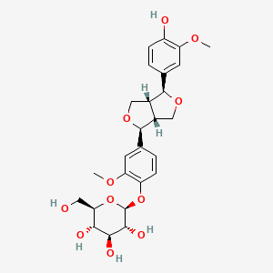 (2S,3R,4S,5S,6R)-2-(4-((1S,3aR,4S,6aR)-4-(4-Hydroxy-3-methoxyphenyl)tetrahydro-1H,3H-furo[3,4-c]furan-1-yl)-2-methoxyphenoxy)-6-(hydroxymethyl)tetrahydro-2H-pyran-3,4,5-triol chemical structure (CAS 69251-96-3)