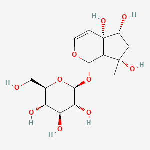 (1S,4aS,5R,7S)-7-Methyl-1-(((2S,3R,4S,5S,6R)-3,4,5-trihydroxy-6-(hydroxymethyl)tetrahydro-2H-pyran-2-yl)oxy)-5,6,7,7a-tetrahydrocyclopenta[c]pyran-4a,5,7(1H)-triol chemical structure (CAS 6926-08-5)