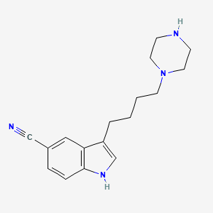 3-(4-(Piperazin-1-yl)butyl)-1H-indole-5-carbonitrile chemical structure (CAS 692756-91-5)