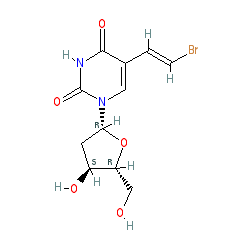 5-((E)-2-Bromovinyl)-1-((2R,4S,5R)-4-hydroxy-5-(hydroxymethyl)tetrahydrofuran-2-yl)pyrimidine-2,4(1H,3H)-dione chemical structure (CAS 69304-47-8)