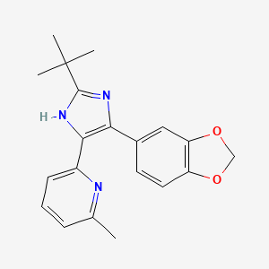 2-(4-(Benzo[d][1,3]dioxol-5-yl)-2-(tert-butyl)-1H-imidazol-5-yl)-6-methylpyridine chemical structure (CAS 694433-59-5)