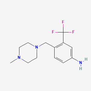 4-((4-Methylpiperazin-1-yl)methyl)-3-(trifluoromethyl)aniline chemical structure (CAS 694499-26-8)