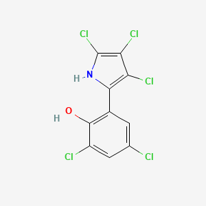 2,4-Dichloro-6-(3,4,5-trichloro-1H-pyrrol-2-yl)phenol chemical structure (CAS 69640-38-6)