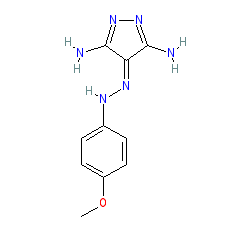 4-((4-Methoxyphenyl)diazenyl)-1H-pyrazole-3,5-diamine chemical structure (CAS 6975-75-3)