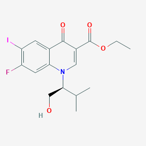 (S)-Ethyl 7-fluoro-1-(1-hydroxy-3-methylbutan-2-yl)-6-iodo-4-oxo-1,4-dihydroquinoline-3-carboxylate chemical structure (CAS 697762-60-0)