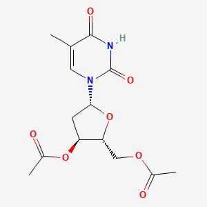 ((2R,3S,5R)-3-Acetoxy-5-(5-methyl-2,4-dioxo-3,4-dihydropyrimidin-1(2H)-yl)tetrahydrofuran-2-yl)methyl acetate chemical structure (CAS 6979-97-1)