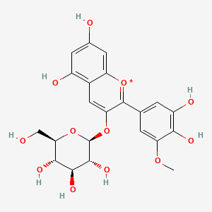 2-(3,4-Dihydroxy-5-methoxyphenyl)-5,7-dihydroxy-3-(((2S,3R,4S,5S,6R)-3,4,5-trihydroxy-6-(hydroxymethyl)tetrahydro-2H-pyran-2-yl)oxy)chromenylium chloride chemical structure (CAS 6988-81-4)