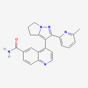 4-(2-(6-Methylpyridin-2-yl)-5,6-dihydro-4H-pyrrolo[1,2-b]pyrazol-3-yl)quinoline-6-carboxamide chemical structure (CAS 700874-72-2)
