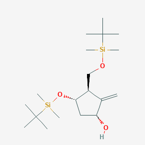 (1R,3R,4S)-4-((tert-Butyldimethylsilyl)oxy)-3-(((tert-butyldimethylsilyl)oxy)methyl)-2-methylenecyclopentanol chemical structure (CAS 701278-56-0)
