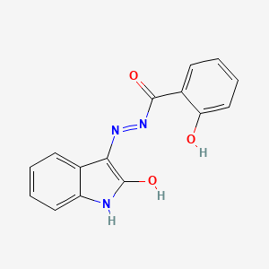 2-Hydroxy-N'-(2-oxoindolin-3-ylidene)benzohydrazide chemical structure (CAS 70169-39-0)
