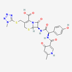 (6R,7R)-7-((R)-2-(4-hydroxy-6-methylnicotinamido)-2-(4-hydroxyphenyl)acetamido)-3-(((1-methyl-1H-tetrazol-5-yl)thio)methyl)-8-oxo-5-thia-1-azabicyclo[4.2.0]oct-2-ene-2-carboxylic acid chemical structure (CAS 70797-11-4)
