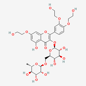 2-(3,4-Bis(2-hydroxyethoxy)phenyl)-5-hydroxy-7-(2-hydroxyethoxy)-3-(((2S,3R,4S,5S,6R)-3,4,5-trihydroxy-6-((((2R,3R,4R,5R,6S)-3,4,5-trihydroxy-6-methyltetrahydro-2H-pyran-2-yl)oxy)methyl)tetrahydro-2H-pyran-2-yl)oxy)-4H-chromen-4-one chemical structure (CAS 7085-55-4)