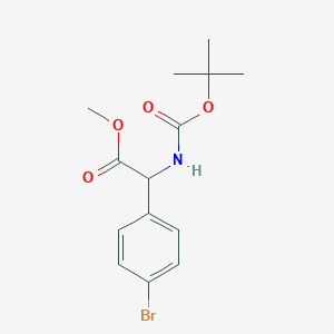Methyl 2-(4-bromophenyl)-2-((tert-butoxycarbonyl)amino)acetate chemical structure (CAS 709665-73-6)