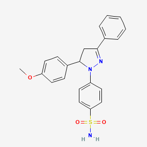 4-(5-(4-Methoxyphenyl)-3-phenyl-4,5-dihydro-1H-pyrazol-1-yl)benzenesulfonamide chemical structure (CAS 71203-35-5)