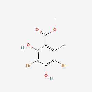 Methyl 3,5-dibromo-2,4-dihydroxy-6-methylbenzoate chemical structure (CAS 715-33-3)