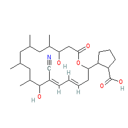 (1R,2R)-2-((2S,4E,6Z,8R,9S,11R,13S,15S,16S)-7-Cyano-8,16-dihydroxy-9,11,13,15-tetramethyl-18-oxooxacyclooctadeca-4,6-dien-2-yl)cyclopentane-1-carboxylic acid chemical structure (CAS 7184-60-3)