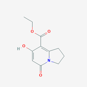 Ethyl 7-hydroxy-5-oxo-1,2,3,5-tetrahydroindolizine-8-carboxylate chemical structure (CAS 72130-68-8)