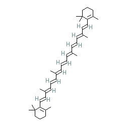 2,2'-((1E,3E,5E,7E,9E,11E,13E,15E,17E)-3,7,12,16-Tetramethyloctadeca-1,3,5,7,9,11,13,15,17-nonaene-1,18-diyl)bis(1,3,3-trimethylcyclohex-1-ene) chemical structure (CAS 7235-40-7)