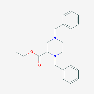 Ethyl 1,4-dibenzylpiperazine-2-carboxylate chemical structure (CAS 72351-59-8)
