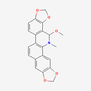 (-)-14-Methoxy-13-methyl-13,14-dihydro-[1,3]dioxolo[4',5':4,5]benzo[1,2-c][1,3]dioxolo[4,5-i]phenanthridine chemical structure (CAS 72401-54-8)